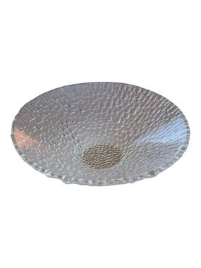 Vintage Pilgrim Glass Bowl Cascade Shake Shingle, 10” Hand made USA mid century